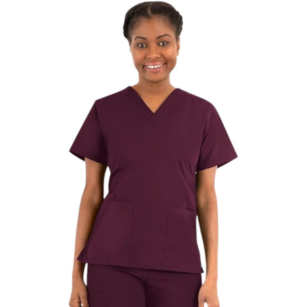 NWOT Maevn Core V-Neck Scrub Top | Wine